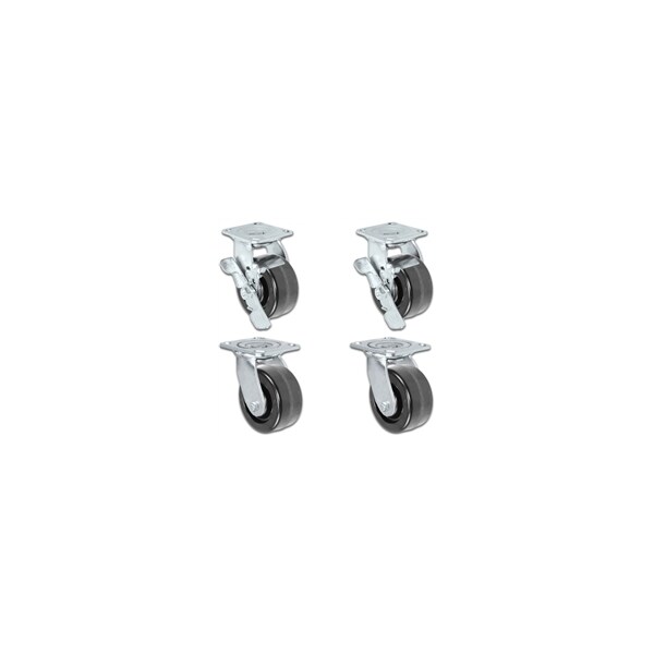 Casterhq 3-1/4"x2", 4 Swivel Casters 2 W/ Brakes, Phenolic Whe, PK4 HD-SC314-PHASB - main